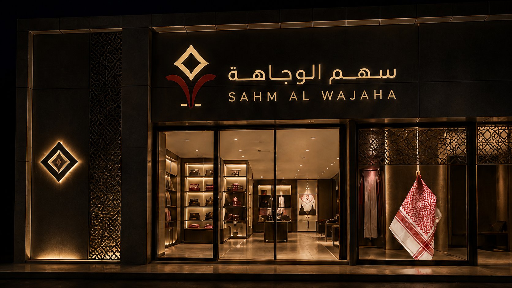 واجهة المتجر الرئيسي ليلاً